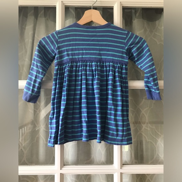 Hanna Andersson 100% cotton size 90 playdress, blue with blue stripes VGUC - Picture 3 of 9